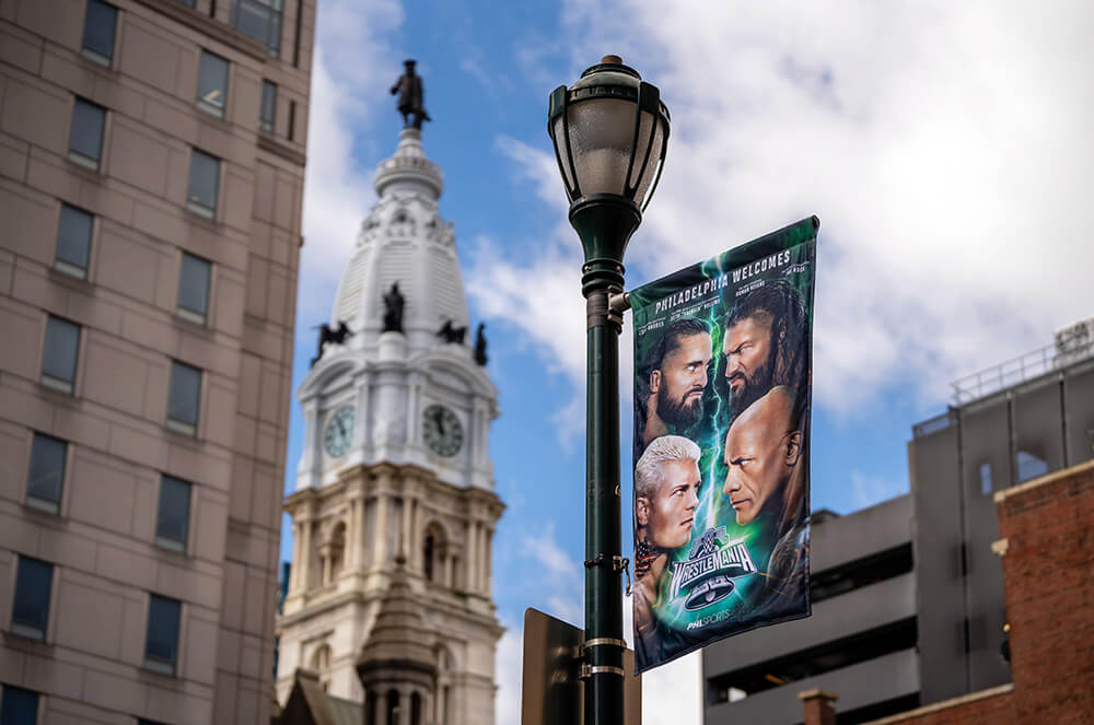 WrestleMania banner in Philadelphia